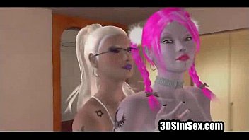 3D virtual girl gets horny fngers pussy