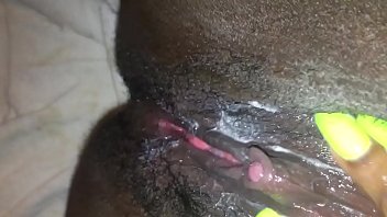 Fingering my tight black creamy pink pussy